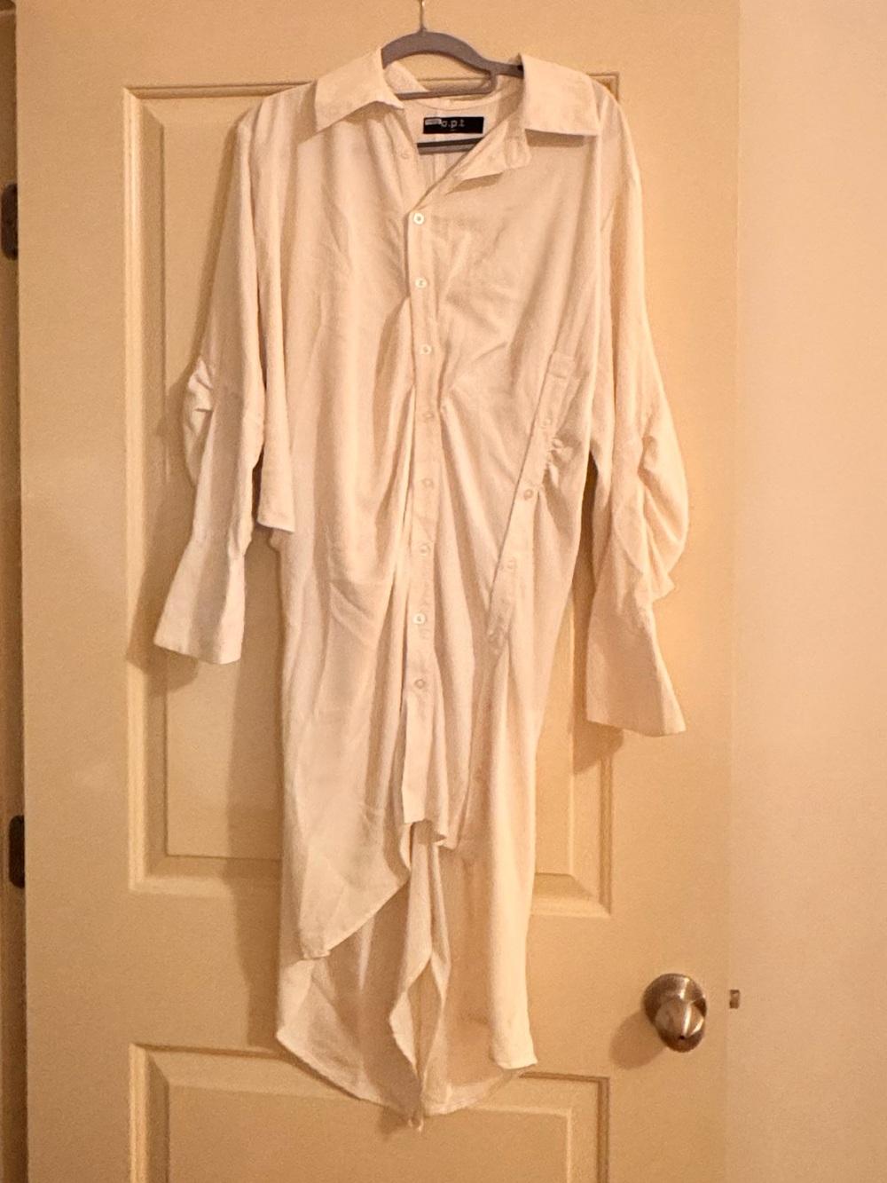 White Button-Up Long Shirt Dress